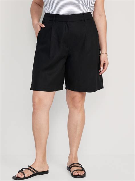 Linen Blend Bermuda Shorts 